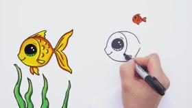 آموزش کشیدن نقاشی یک ماهی بامزه