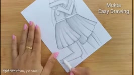 آموزش نقاشی زیبای دو دختر